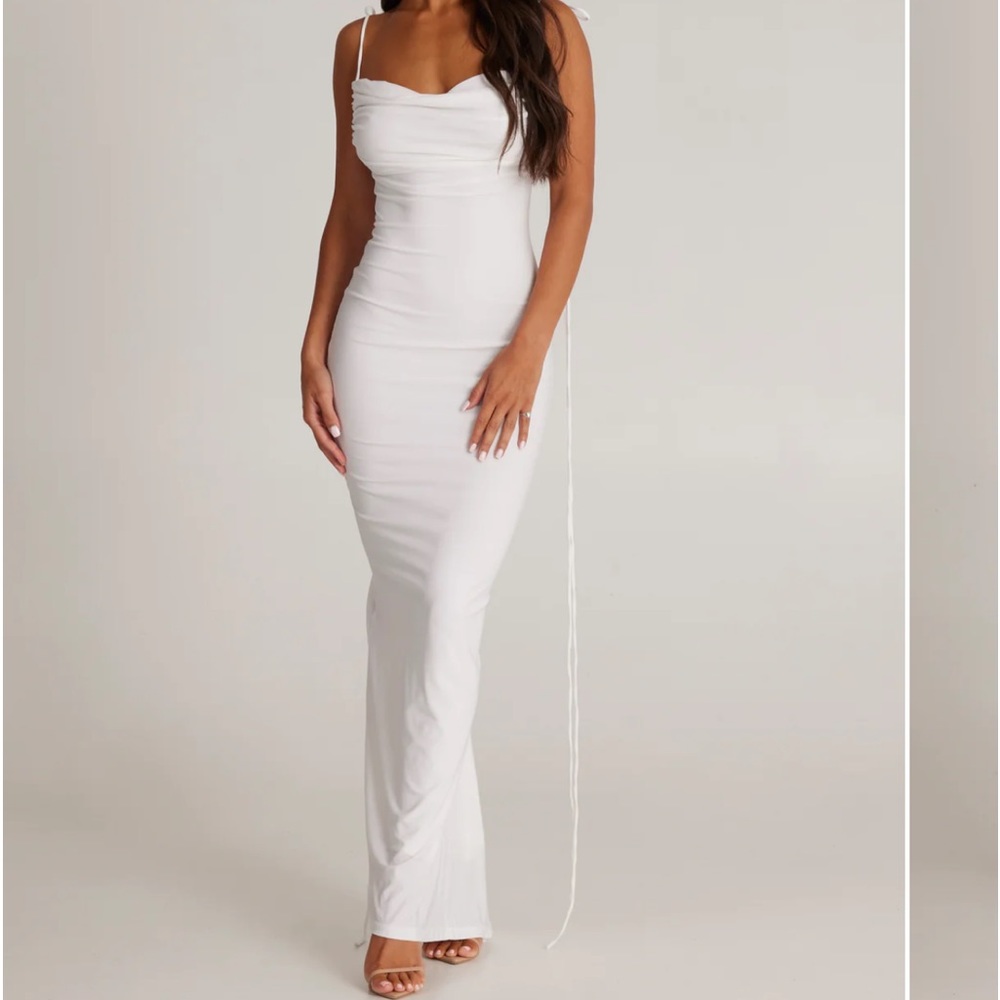 Melani white gown.